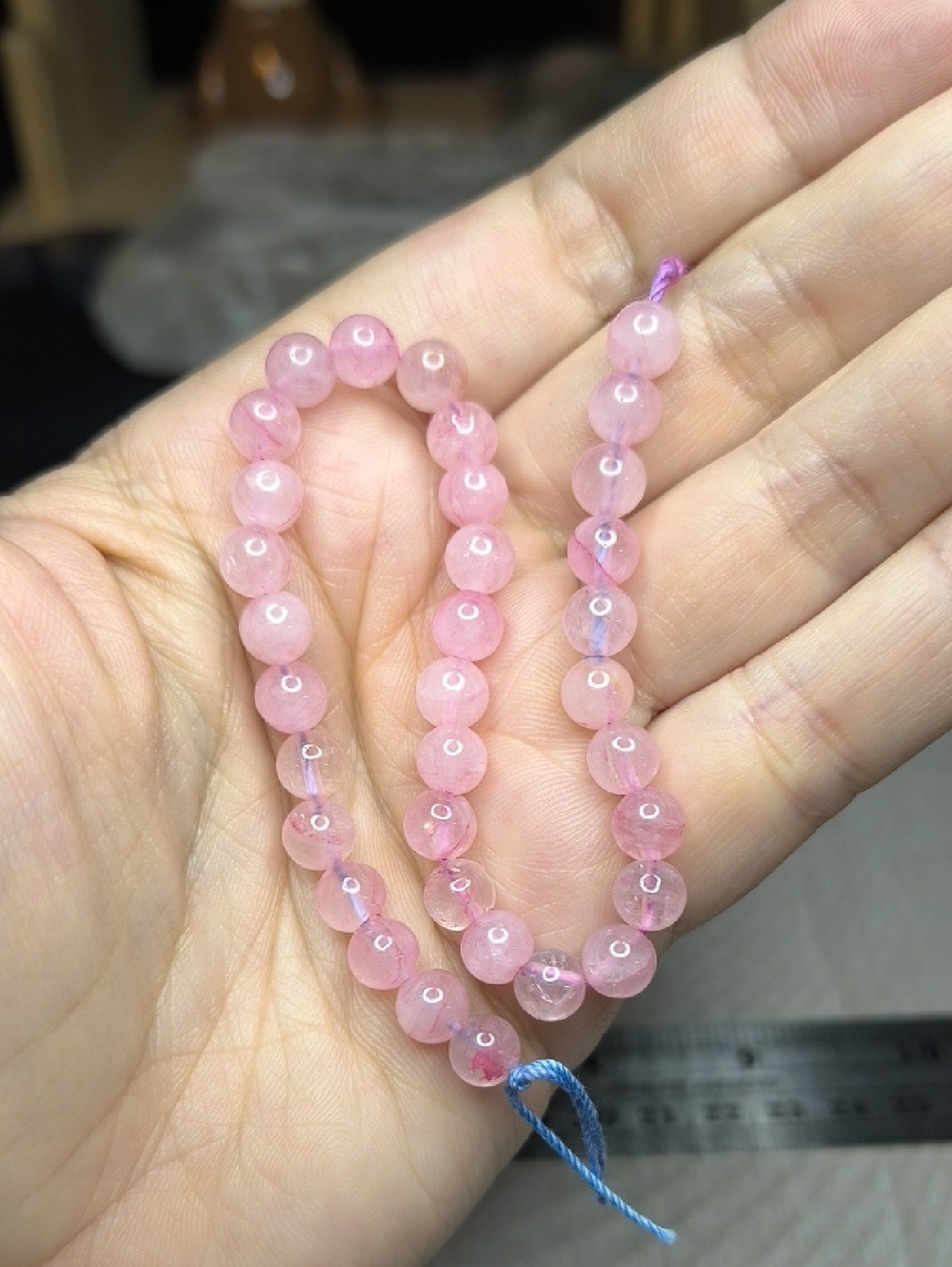#16- 6mm Enhanced Rose Quartz With Golden Healer Round Beads - 8" Strand